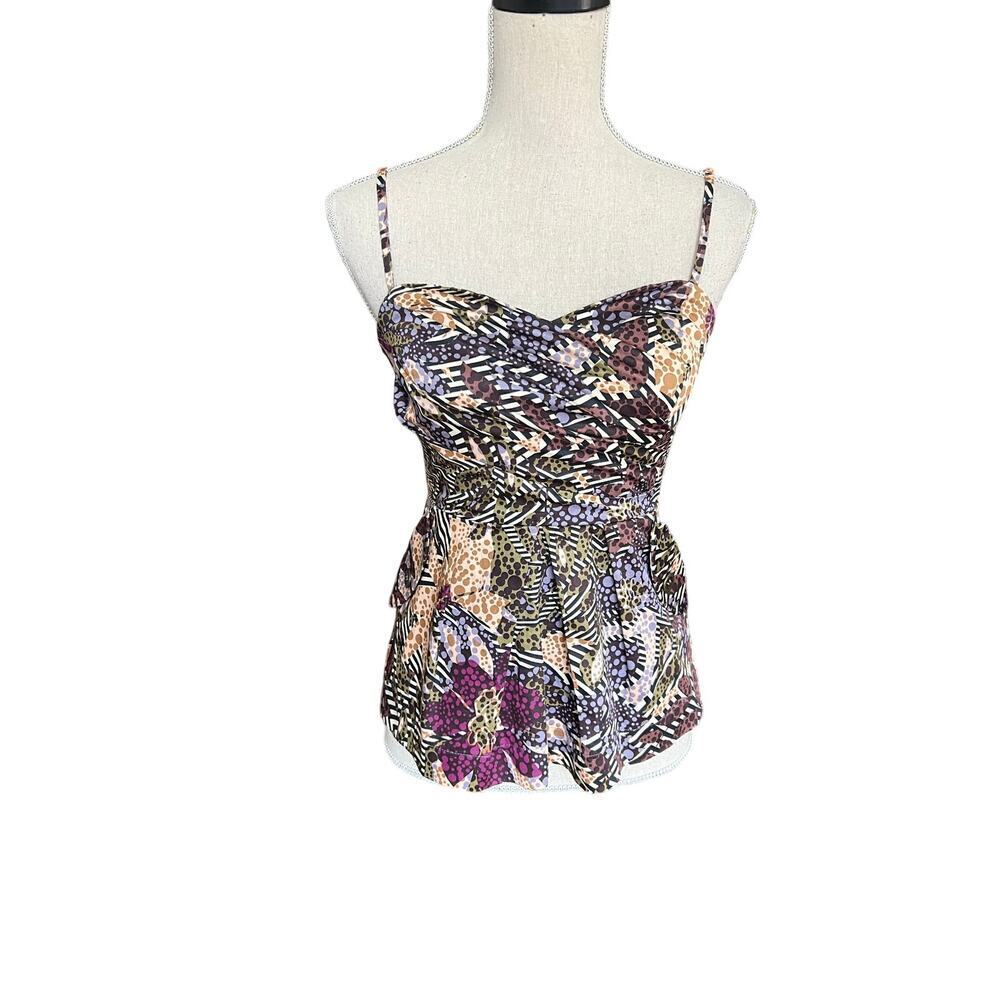 Anthropologie womens fei Tropical Floral Peplum Sweetheart Bustier resortwear - Picture 2 of 12